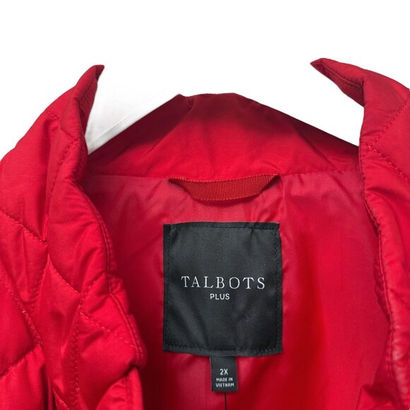 TALBOTS Quilted Down Vest Plus Size 2X Holiday Red Puffer Womens Jacket NWT - Picture 9 of 11